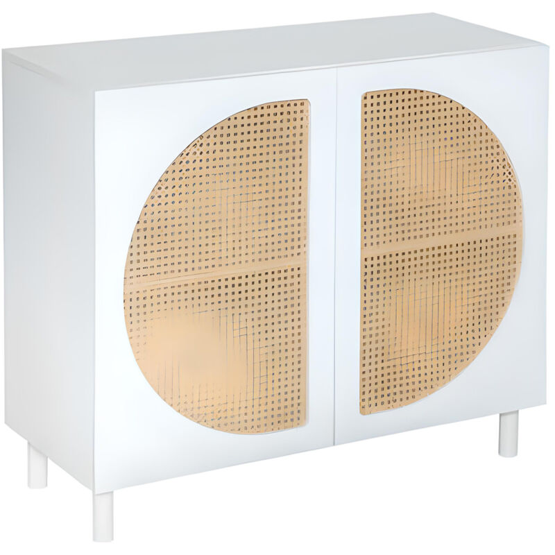 Buffet, meuble de rangement en bois coloris Blanc, naturel - Longueur 94 x Profondeur 40 x Hauteur 86 cm