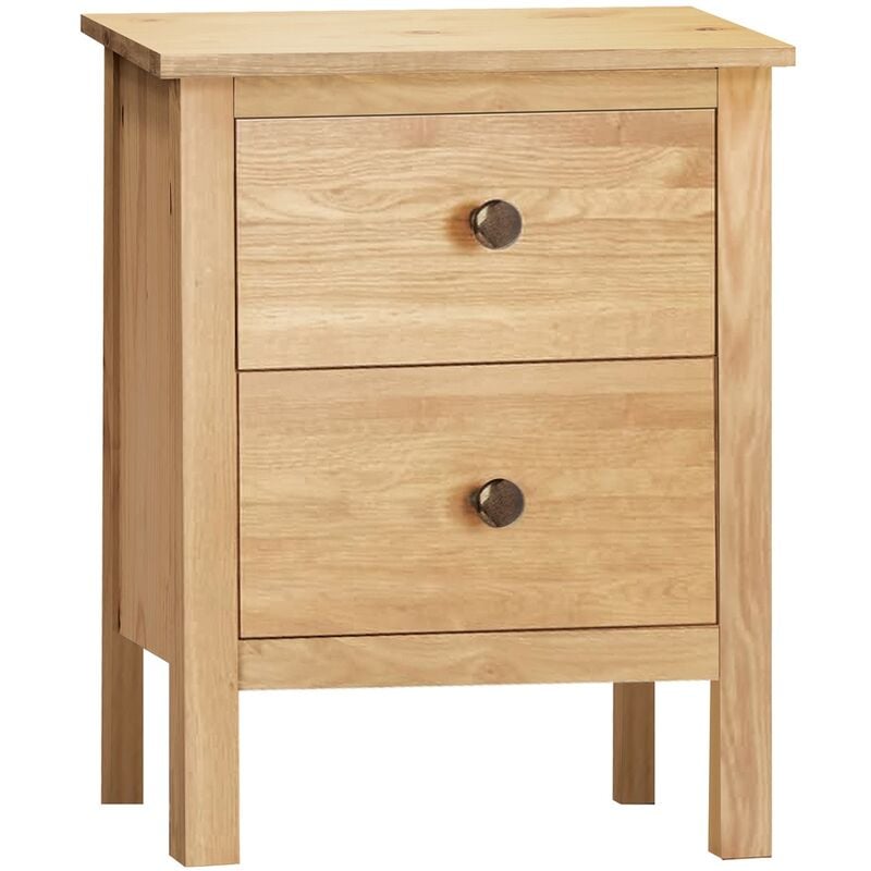 Table de chevet, table de nuit avec 2 tiroirs coloris chêne Cambrian - longueur 48 x profondeur 36 x hauteur 60 cm Pegane