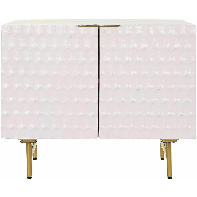 PEGANE Buffet Meuble de rangement en bois manguier coloris rose et métal doré - Longueur 183 x Hauteur 75 Profondeur 54 cm -PEGANE-