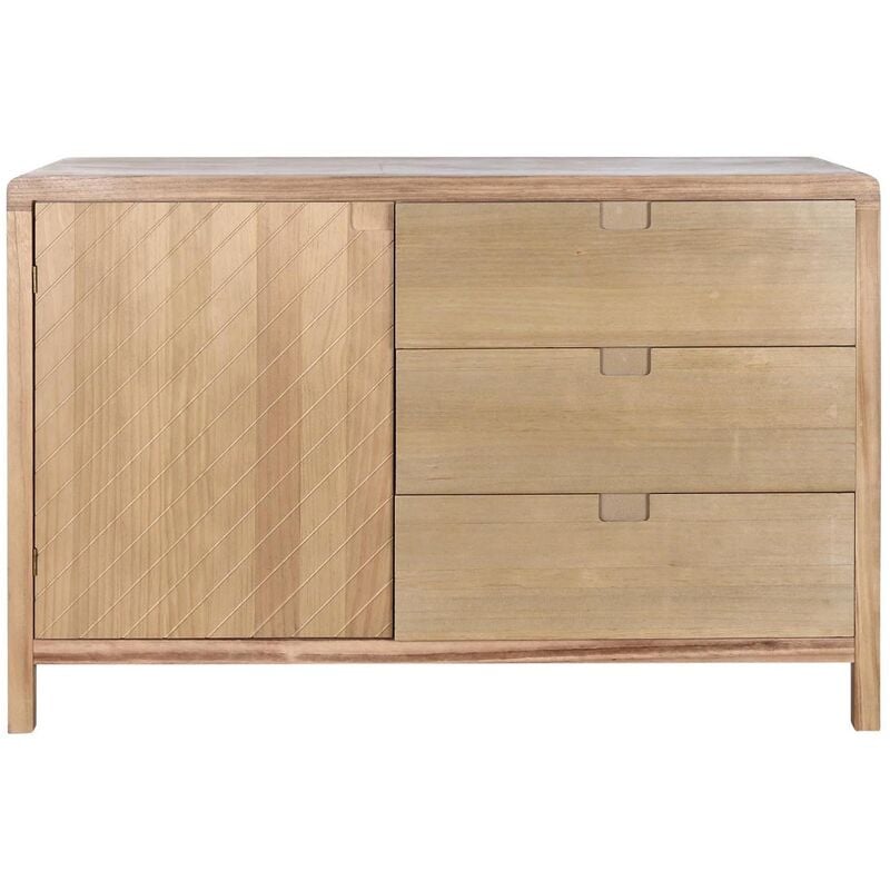 Pegane - Buffet, meuble de rangement en bois de pin et mdf coloris marron clair - Longueur 120 x Profondeur 40 x hauteur 80 cm
