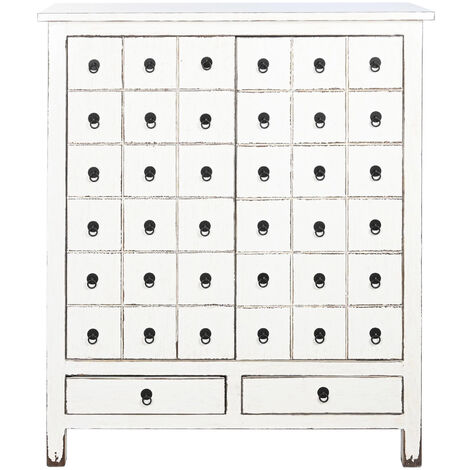 Buffet, meuble de rangement en bois d'orme coloris blanc - Longueur 102 x Profondeur 42 x hauteur 120 cm -PEGANE-