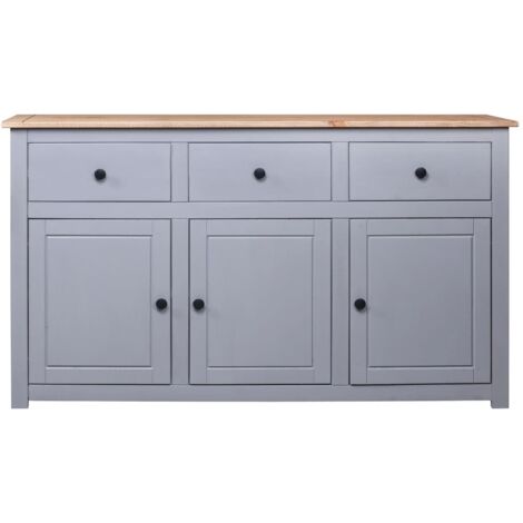 Buffet  Meuble de rangement Gris 135x40x80 cm Pin solide Assortiment Panama