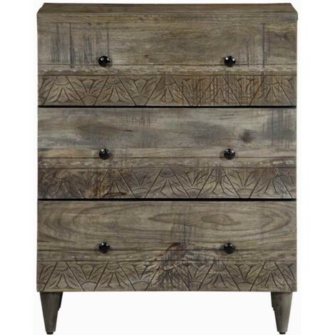 Buffet  Meuble de rangement gris clair 60x33,5x75 cm bois de manguier massif