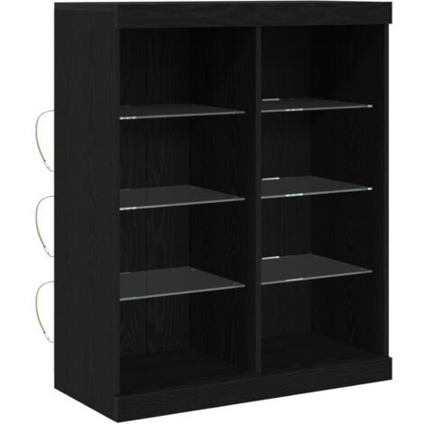 Buffet Meuble de rangement LED Chêne noir 41 x 37 x 100 cm Bois d'ingénierie