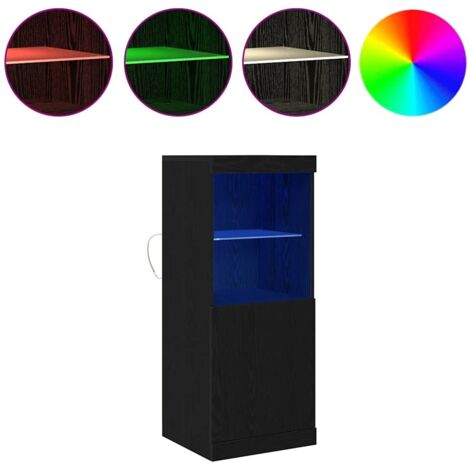 Buffet Meuble de rangement LED Chêne noir 41 x 37 x 100 cm Bois d'ingénierie
