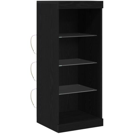 Buffet Meuble de rangement LED Chêne noir 41 x 37 x 100 cm Bois d'ingénierie