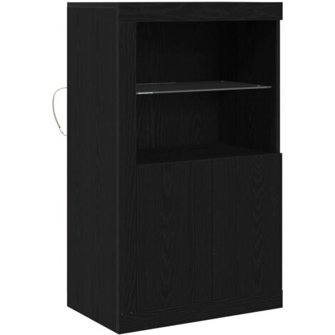Buffet Meuble de rangement LED Chêne noir 60,5 x 37 x 100 cm Bois d'ingénierie