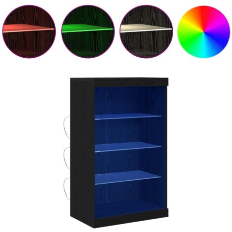 Buffet Meuble de rangement LED Chêne noir 60,5 x 37 x 100 cm Bois d'ingénierie