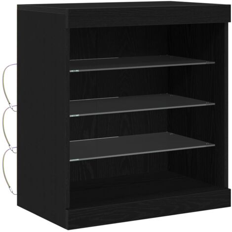 Buffet Meuble de rangement LED Chêne noir 60,5 x 37 x 67 cm Bois d'ingénierie