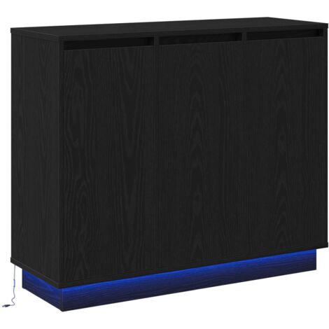 Buffet Meuble de rangement LED Chêne noir 90 x 32 x 75 cm Bois d'ingénierie