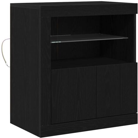 Buffet Meuble de rangement LED Noir 60,5 x 37 x 67 cm Bois d'ingénierie