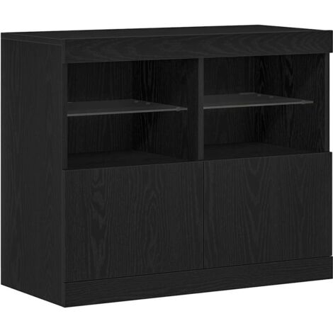 Buffet Meuble de rangement LED Noir 81 x 37 x 66,5 cm Bois d'ingénierie