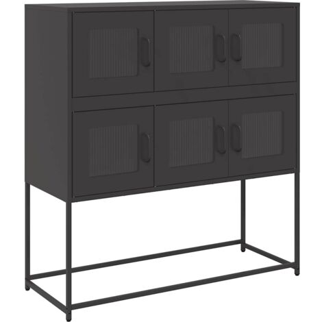 Buffet Meuble de rangement noir 100,5x39x107 cm acier laminé à froid