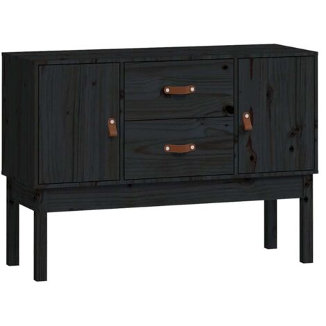 Buffet Meuble de rangement Noir 110x40x78 cm Bois massif de pin