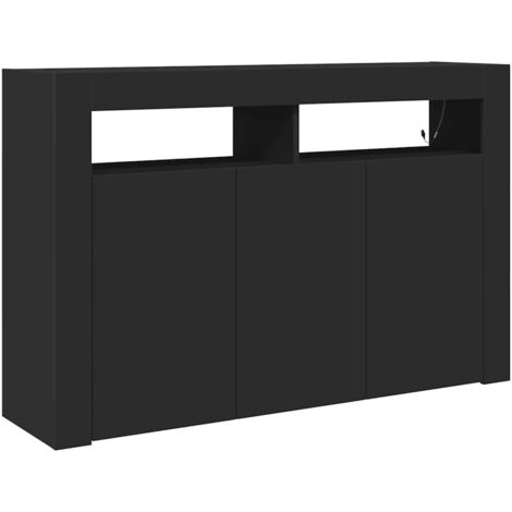 Buffet Meuble de rangement Noir 116 x 30 x 75 cm Bois d'ingénierie