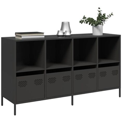 Buffet-Meuble de rangement noir 135x39x73,5 cm acier laminé à froid 608069