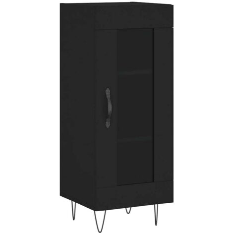 Buffet Meuble de rangement Noir 34,5x34x90 cm Bois d'ingénierie