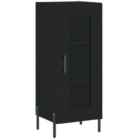 Buffet Meuble de rangement Noir 34,5x34x90 cm Bois d'ingénierie