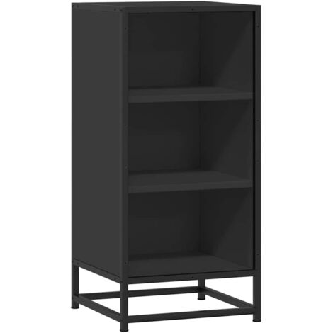 Buffet Meuble de rangement noir 35,5x35x76 cm bois d'ingénierie et métal