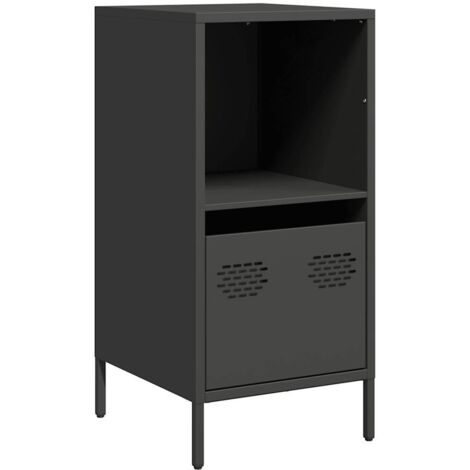 Buffet Meuble de rangement noir 35x39x73,5 cm acier laminé à froid