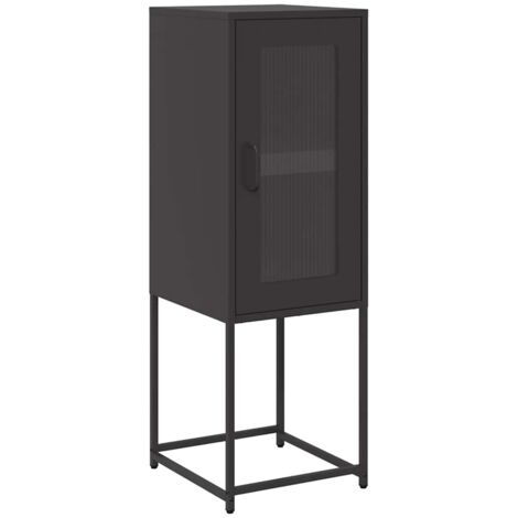 Buffet Meuble de rangement noir 36x39x107 cm acier laminé à froid