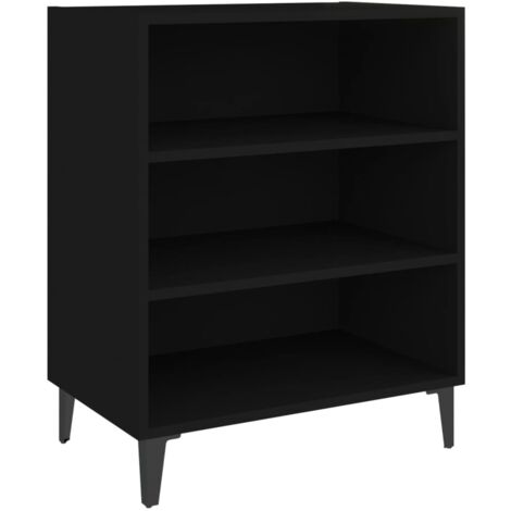 Buffet Meuble de rangement noir 57x35x70 cm bois d’ingénierie