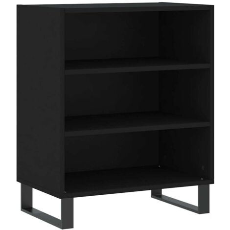 Buffet Meuble de rangement noir 57x35x70 cm bois d’ingénierie