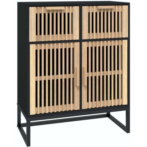 Buffet Meuble de rangement noir 60x30x75 cm bois d'ingénierie