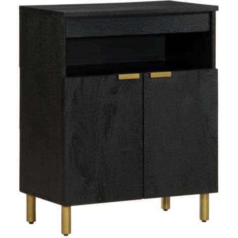 Buffet-Meuble de rangement noir 60x33x75 cm bois d'ingénierie 357415