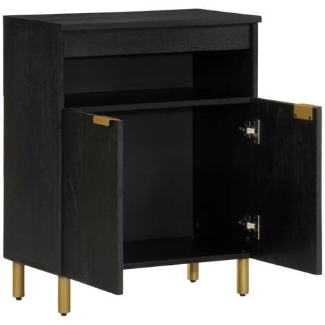 Buffet Meuble de rangement noir 60x33x75 cm bois d'ingénierie