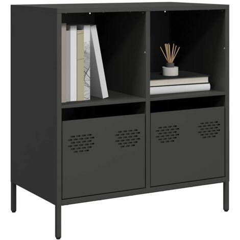 Buffet-Meuble de rangement noir 68x39x73,5 cm acier laminé à froid 778658