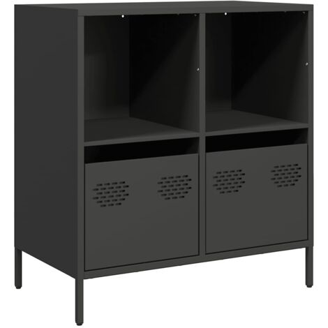 Buffet Meuble de rangement noir 68x39x73,5 cm acier laminé à froid