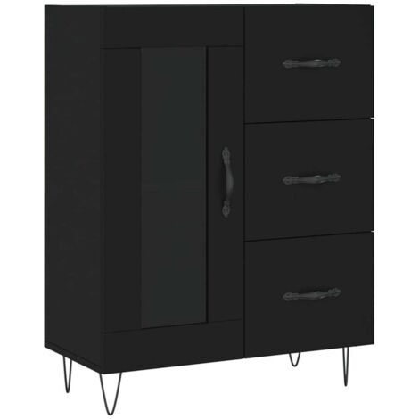Buffet Meuble de rangement noir 69,5x34x90 cm bois d'ingénierie