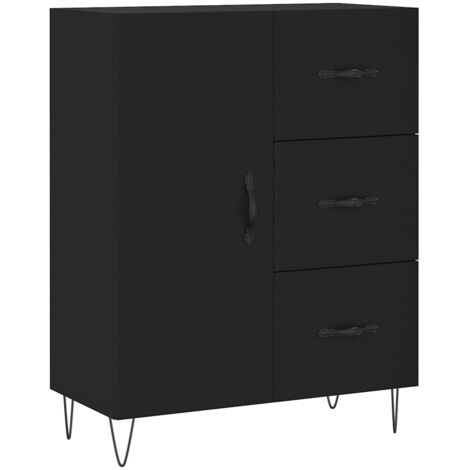 Buffet Meuble de rangement noir 69,5x34x90 cm bois d'ingénierie