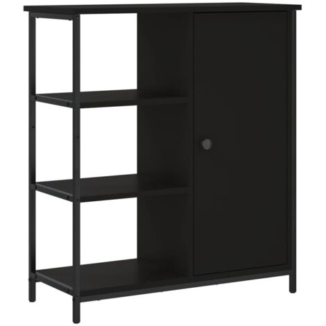 Buffet Meuble de rangement noir 70x30x80 cm bois d'ingénierie