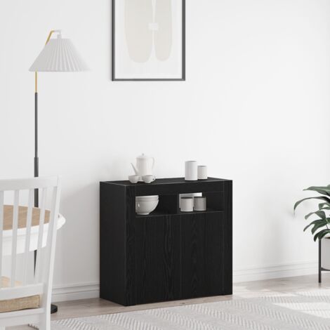 Buffet-Meuble de rangement Noir 80 x 35 x 75 cm Bois d'ingénierie 454848