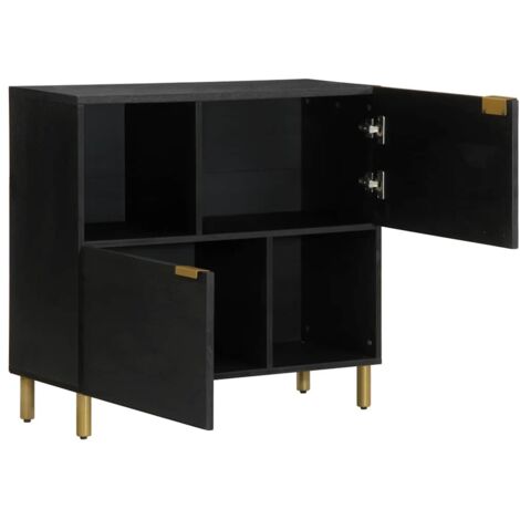 Buffet Meuble de rangement noir 80x33x75 cm bois d'ingénierie
