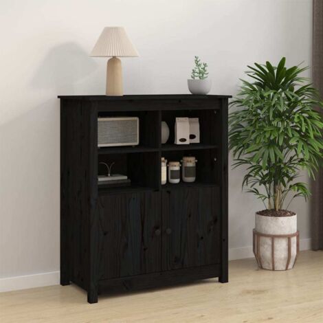 Buffet-Meuble de rangement Noir 83x41,5x100 cm Bois massif de pin 246531