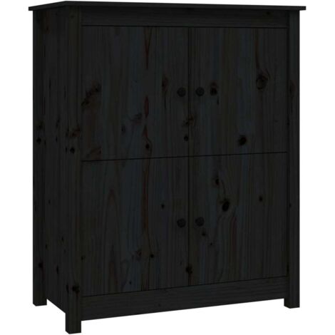 Buffet Meuble de rangement Noir 83x41,5x100 cm Bois massif de pin