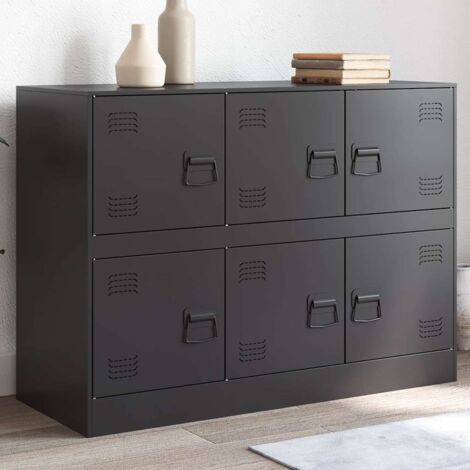 Buffet-Meuble de rangement noir 99x39x73 cm acier 777996