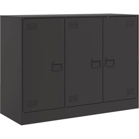 Buffet Meuble de rangement noir 99x39x73 cm acier
