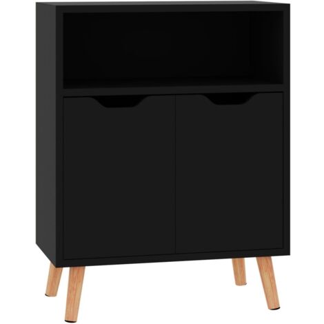 Buffet Meuble de rangement noir brillant 60x30x72 cm bois d'ingénierie