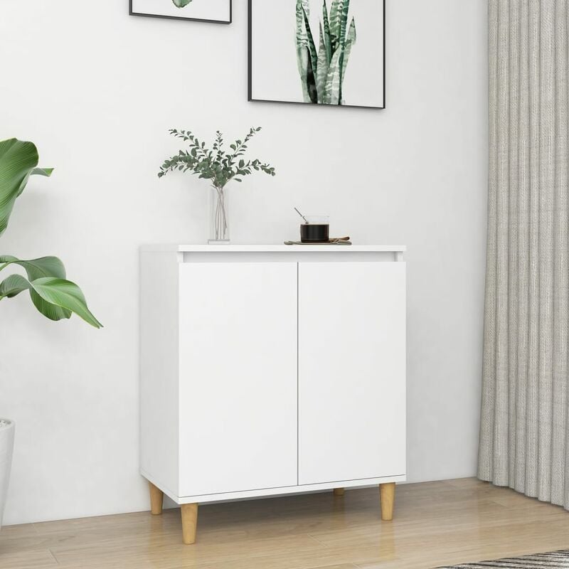 Buffet,Bahut, Meuble de Rangement pour Salon, Salle à Manger avec pieds en bois massif Blanc 60x35x70 cm Aggloméré,Moderne FBV58207 MaisonChic