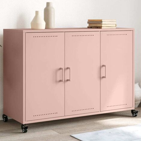 Buffet-Meuble de rangement rose 100,5x39x72 cm acier 205360