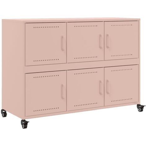 Buffet  Meuble de rangement rose 100,5x39x72 cm acier
