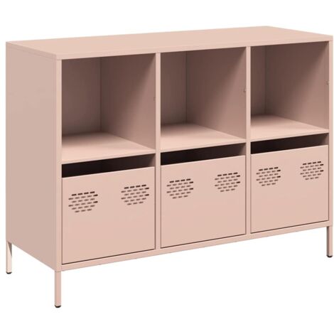 Buffet Meuble de rangement rose 101,5x39x73,5 cm acier laminé à froid
