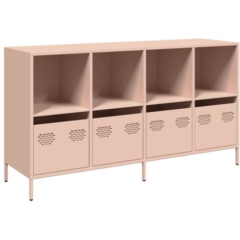 Buffet  Meuble de rangement rose 135x39x73,5 cm acier laminé à froid