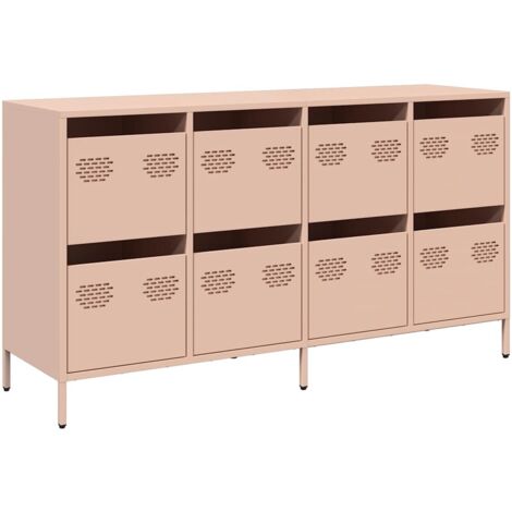 Buffet  Meuble de rangement rose 135x39x73,5 cm acier laminé à froid