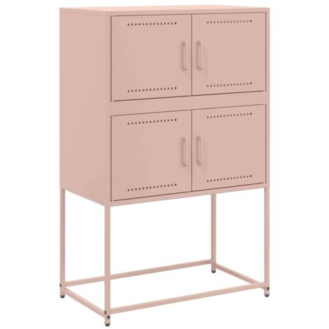 Buffet  Meuble de rangement rose 68,5x38,5x107 cm acier
