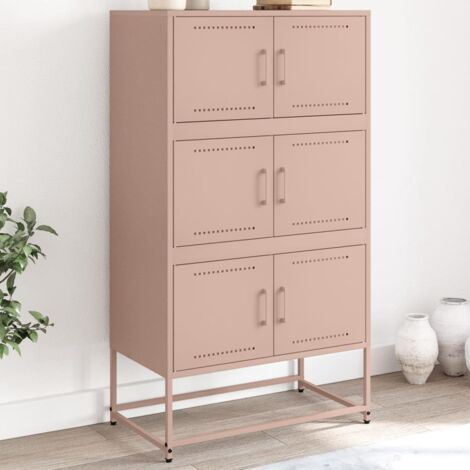 Buffet-Meuble de rangement rose 68,5x38,5x123,5 cm acier 646857
